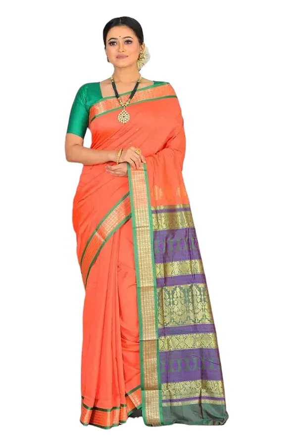 Orange_Art_Silk_Blend_Self_Design_Sambalpuri_Saree_For_Women