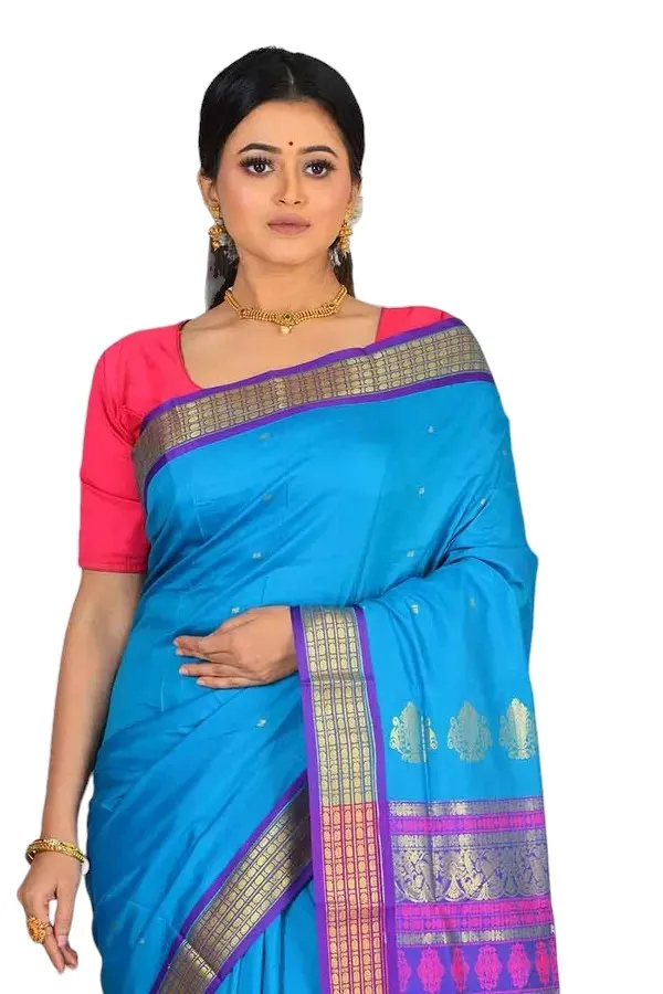 Light_Blue_Art_Silk_Blend_Self_Design_Sambalpuri_Saree_For_Women