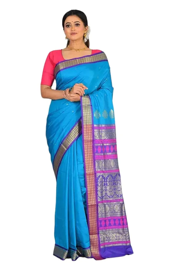 Light_Blue_Art_Silk_Blend_Self_Design_Sambalpuri_Saree_For_Women