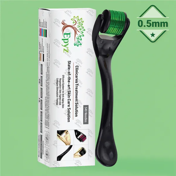 Green_Derma_Roller_Cosmetic_Micro_Needling_Instrument_with_540_Needles_for_Acne,_Skin,_Hair_Loss,_With_Storage_Case
