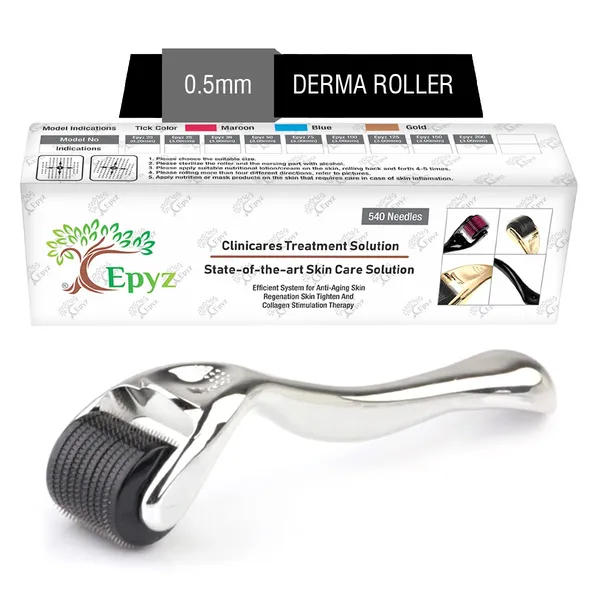 Silver_Derma_Roller_Cosmetic_Micro_Needling_Instrument_with_540_Needles_for_Acne,_Skin,_Hair_Loss,_With_Storage_Case