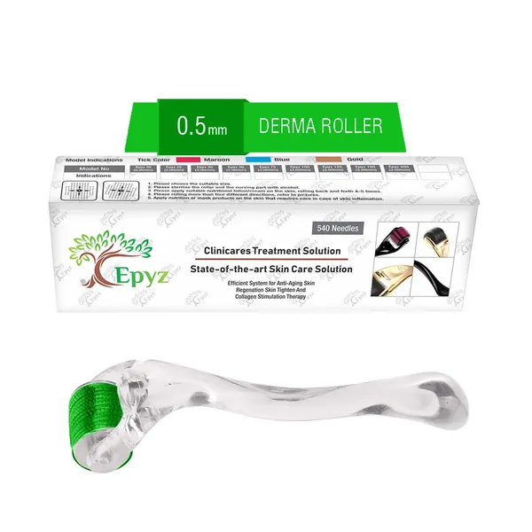 Green_Derma_Roller_Cosmetic_Micro_Needling_Instrument_with_540_Needles_for_Acne,_Skin,_Hair_Loss,_With_Storage_Case