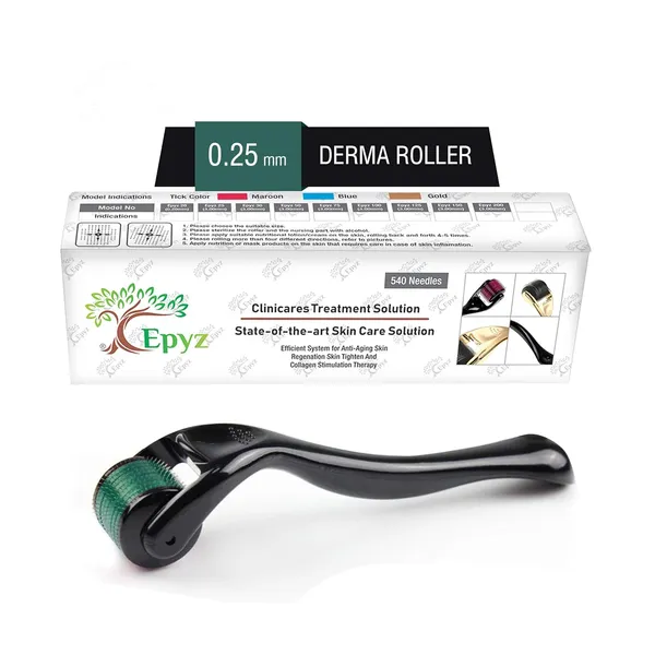 Green_Derma_Roller_Cosmetic_Micro_Needling_Instrument_with_540_Needles_for_Acne,_Skin,_Hair_Loss,_With_Storage_Case
