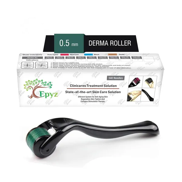 Green_Derma_Roller_Cosmetic_Micro_Needling_Instrument_with_540_Needles_for_Acne,_Skin,_Hair_Loss,_With_Storage_Case