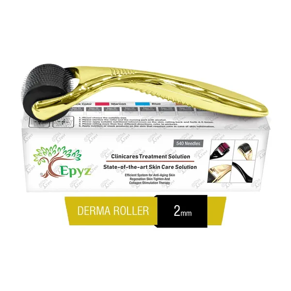 Golden_Derma_Roller_Cosmetic_Micro_Needling_Instrument_with_540_Needles_for_Acne,_Skin,_Hair_Loss,_With_Free_Storage_Case
