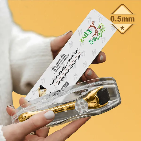 Golden_Derma_Roller_Cosmetic_Micro_Needling_Instrument_with_540_Needles_for_Acne,_Skin,_Hair_Loss,_With_Storage_Case