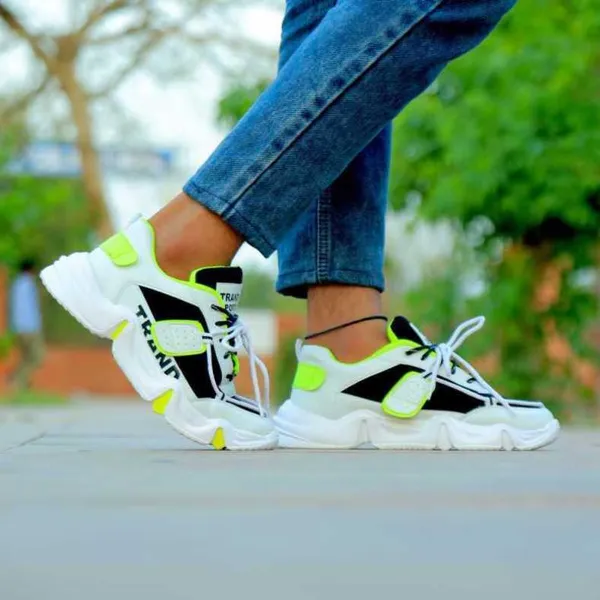 White_&_Black_Synthetic_Leather_Casual_Wear_Shoes_For_Men