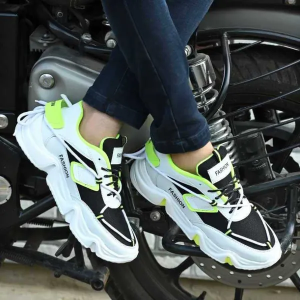 White_&_Black_Synthetic_Leather_Casual_Wear_Shoes_For_Men