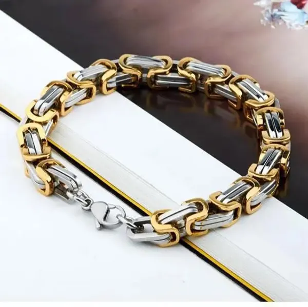 Men's_gold_and_silver_bracelet_with_anti-tarnish_and_rust-free