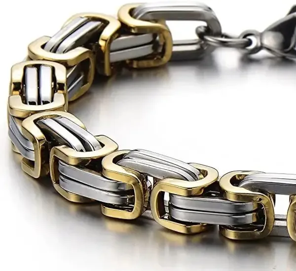 Men's_gold_and_silver_bracelet_with_anti-tarnish_and_rust-free