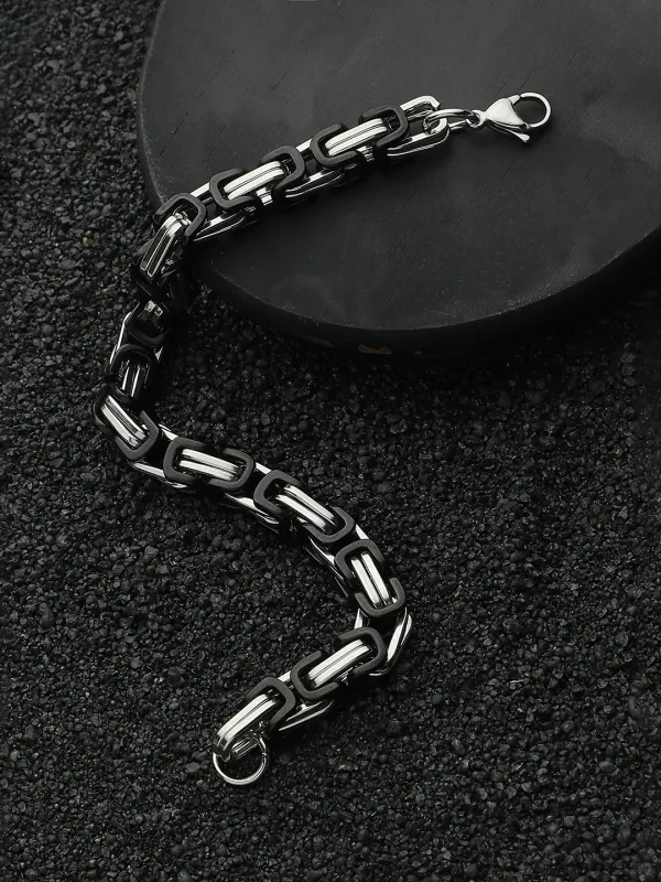 Black_and_Silver_Plated_Bracelet_for_Men_and_Boys_-_Fashionable,_Platinum_Finish,_Waterproof