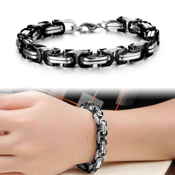 Black_and_Silver_Plated_Bracelet_for_Men_and_Boys_-_Fashionable,_Platinum_Finish,_Waterproof