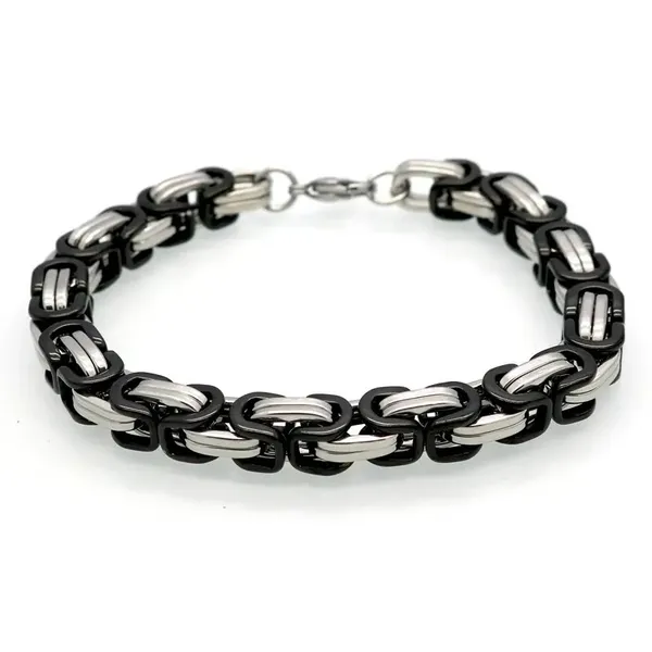 Black_and_Silver_Plated_Bracelet_for_Men_and_Boys_-_Fashionable,_Platinum_Finish,_Waterproof