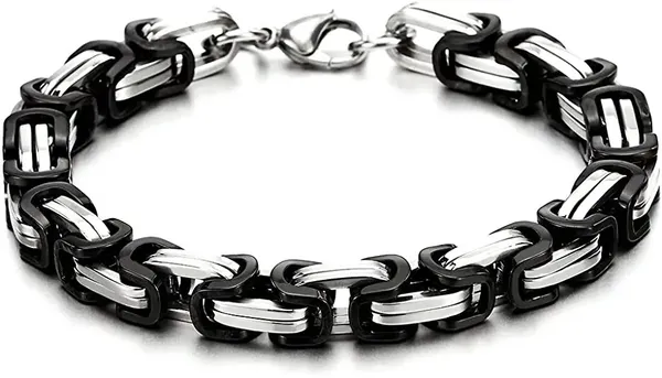 Black_and_Silver_Plated_Bracelet_for_Men_and_Boys_-_Fashionable,_Platinum_Finish,_Waterproof