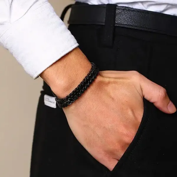 Black_Bracelets_For_Men_And_Boys_|_Magnet_Lock_Bracelet_,_Dual_Curb_Magnetic_Chain_Bracelet_For_Gift_|_Waterproof,_Anti-Tarnish_Bracelet,_Rust-Free,_Skin_Friendly