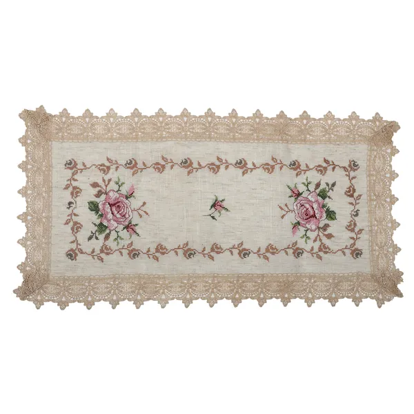 Gold_Pink_Cross_Stitch_Embroidery_Rose_Design_Centre_Table_Runner_[15x33_Inches]