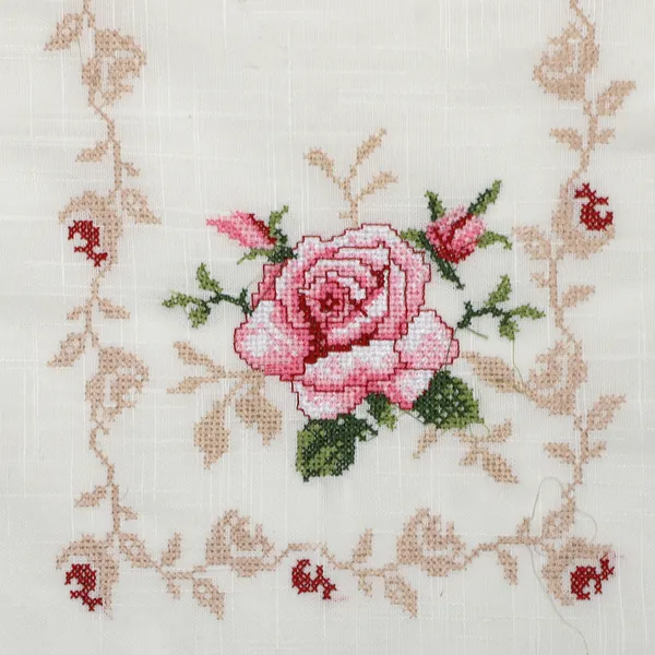 Pink_Cross_Stitch_Embroidery_Rose_Design_Centre_Table_Runner_[15x33_Inches]