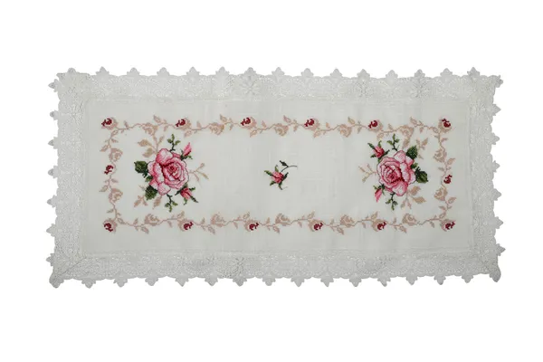 Pink_Cross_Stitch_Embroidery_Rose_Design_Centre_Table_Runner_[15x33_Inches]
