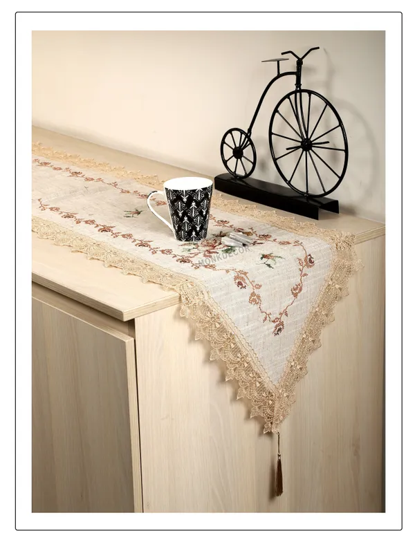Brown_Cross_Stitch_Embroidery_Rose_Design_Dining_Table_Runner_[15x70_Inches]