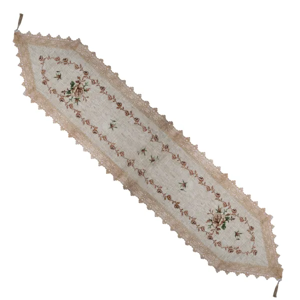 Brown_Cross_Stitch_Embroidery_Rose_Design_Dining_Table_Runner_[15x70_Inches]