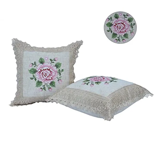 Set_Of_2_Pink_Cross_Stitch_Design_Cushion_Cover_[16x16_Inches]