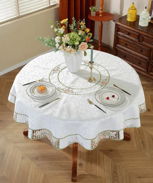 Peach_Satin_Cutwork_Wht_Design_Table_Cover_Round