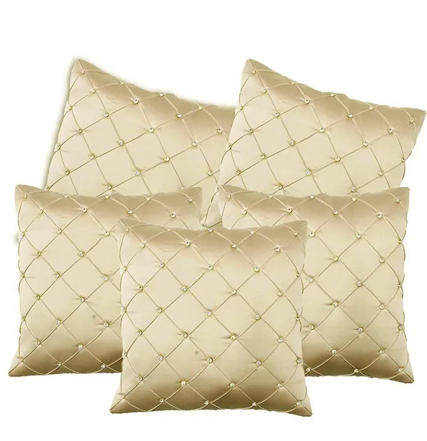 Set_Of_2_Beige_Satin_Diamond_Design_Cushion_Cover_[24x24_Inches]