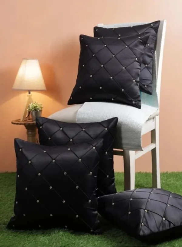 Set_Of_2_Black_Satin_Diamond_Design_Cushion_Cover_[24x24_Inches]