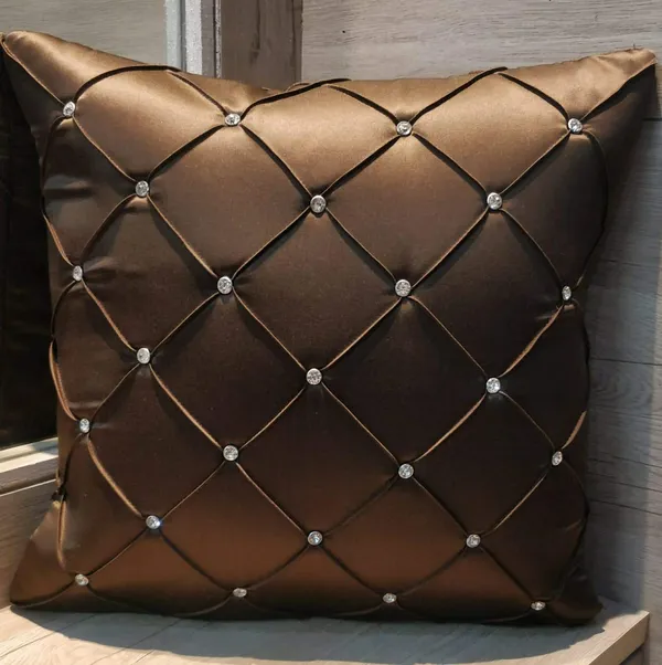 Set_Of_2_Brown_Satin_Diamond_Design_Cushion_Cover_[24x24_Inches]