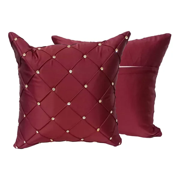 Set_Of_2_Maroon_Satin_Diamond_Design_Cushion_Cover_[24x24_Inches]