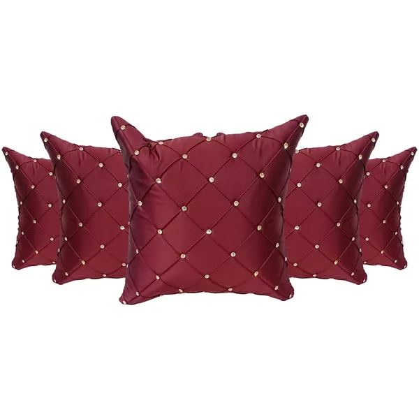 Set_Of_2_Maroon_Satin_Diamond_Design_Cushion_Cover_[24x24_Inches]