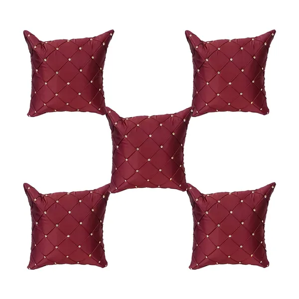 Set_Of_2_Maroon_Satin_Diamond_Design_Cushion_Cover_[24x24_Inches]