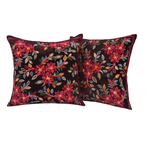 Set_Of_2_Brown_velvet_Kashmiri_Kadhai_Design_Cushion_Cover_[16x16_Inches]
