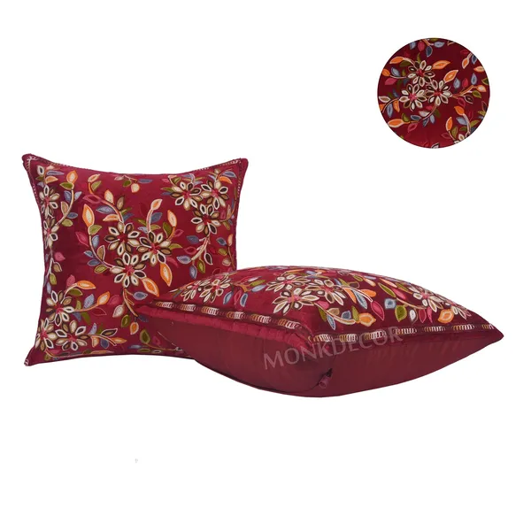 Set_Of_2_Maroon_velvet_Kashmiri_Kadhai_Design_Cushion_Cover_[16x16_Inches]
