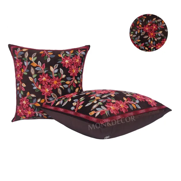 Set_Of_5_Brown_velvet_Kashmiri_Kadhai_Design_Cushion_Cover_[16x16_Inches]