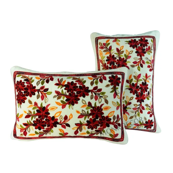 Set_Of_2_White_velvet_Kashmiri_Kadhai_Design_Cushion_Cover_[12x18_Inches]