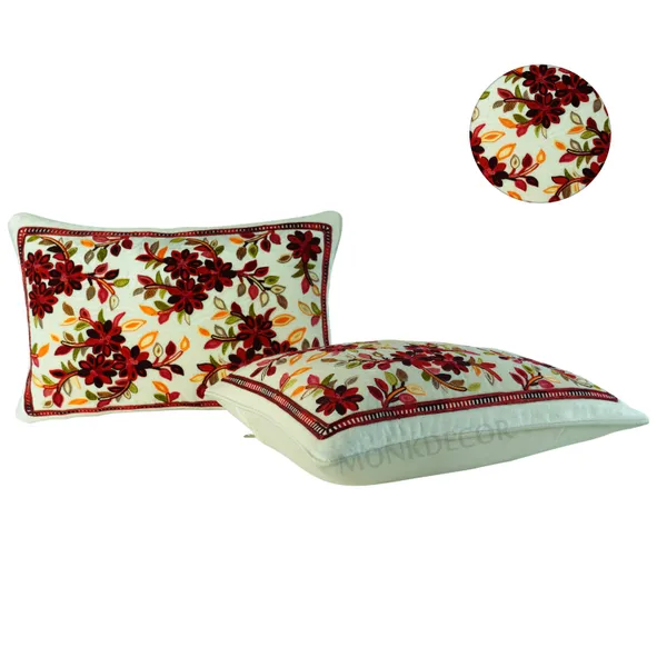 Set_Of_2_White_velvet_Kashmiri_Kadhai_Design_Cushion_Cover_[12x18_Inches]