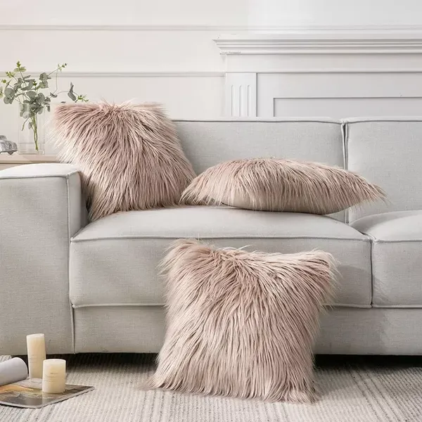 Set_Of_2_Beige_velvet_Long_Fur_Design_Cushion_Cover_[24x24_Inches]