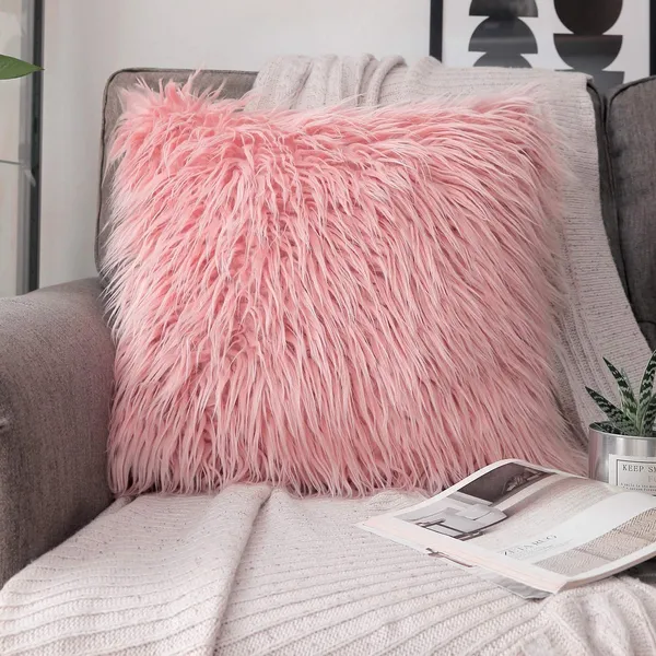 Set_Of_2_Pink_velvet_Long_Fur_Design_Cushion_Cover_[24x24_Inches]