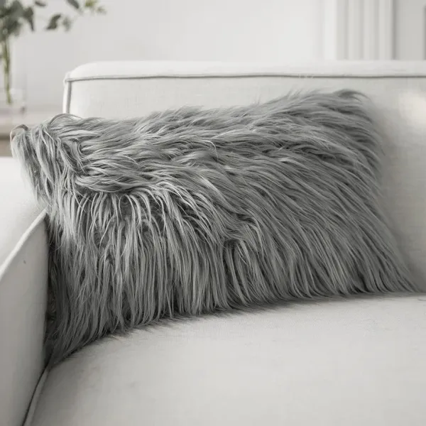 Set_Of_2_Grey_velvet_Long_Fur_Design_Cushion_Cover_[12x18_Inches]
