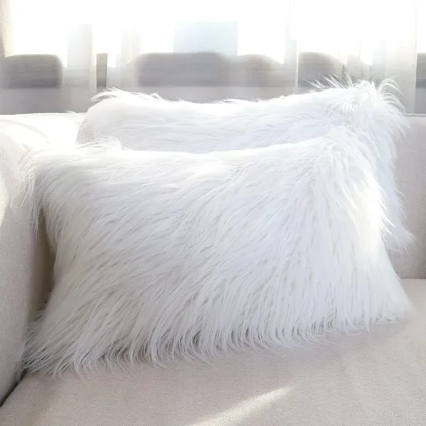 Set_Of_2_White_velvet_Long_Fur_Design_Cushion_Cover_[12x18_Inches]