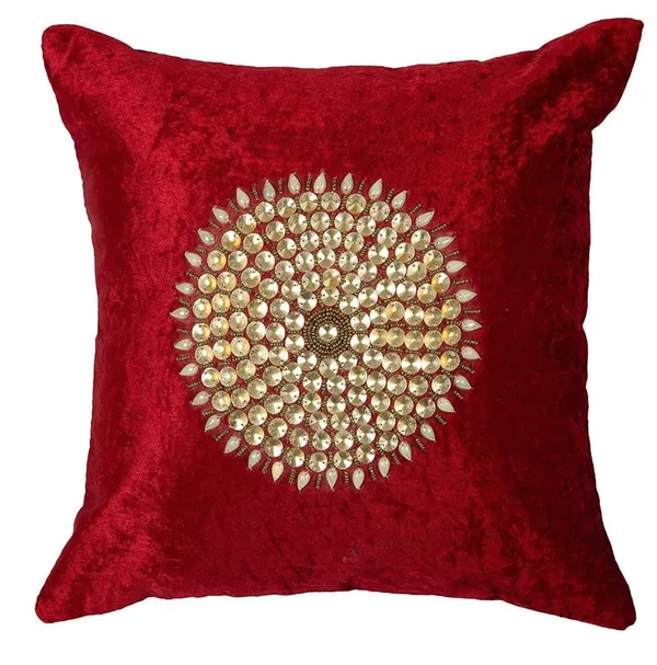 Set_Of_5_Maroon_velvet_Mandala_Design_Cushion_Cover_[16x16_Inches]