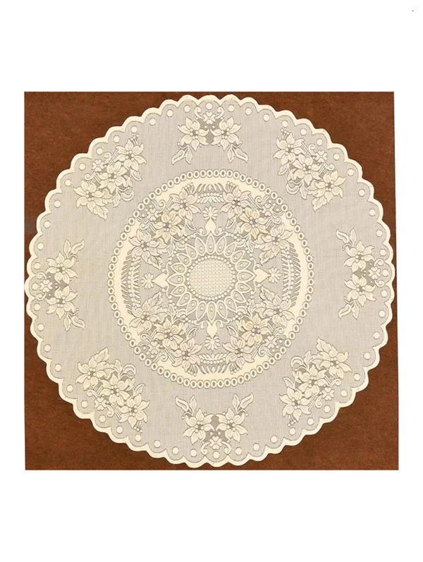 Round_Table_Cover_Poly_Cotton_Floral_Elegant_Design_Tablecloth/Cream_Table_Cover
