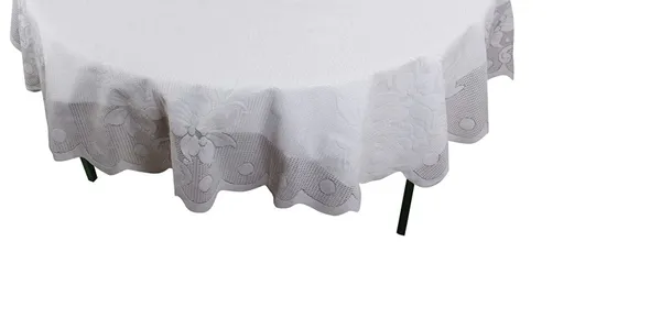 White_Net_Cotton_Plain_Design_Table_Cover_Round