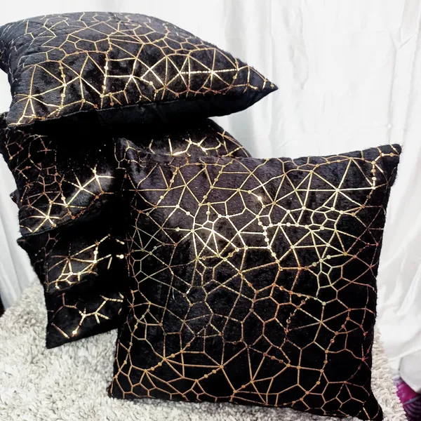 Set_Of_5_Black_velvet_New_Dot_Line_Design_Cushion_Cover_[16x16_Inches]