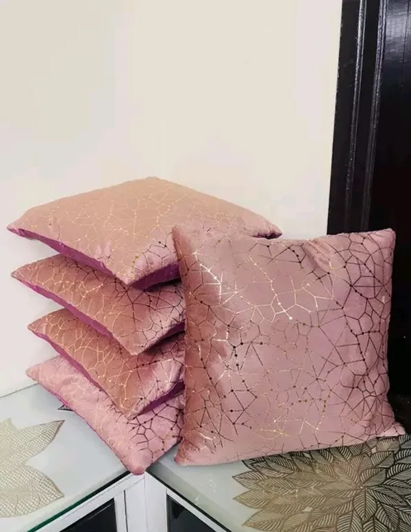 Set_Of_5_Pink_velvet_New_Dot_Line_Design_Cushion_Cover_[16x16_Inches]