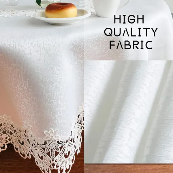 White_Starch_Polyster_Plain_Lace_Design_Round_Table_Cover