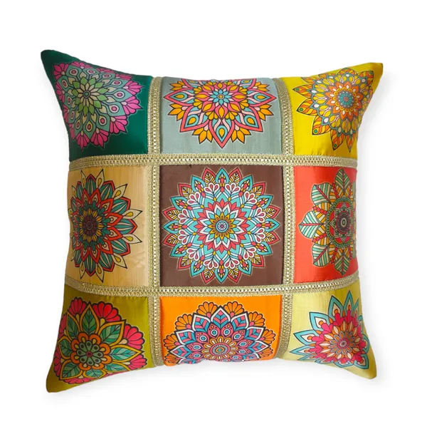 Set_Of_5_Brown_Polyester_Rangoli_Design_Cushion_Cover_[16x16_Inches]