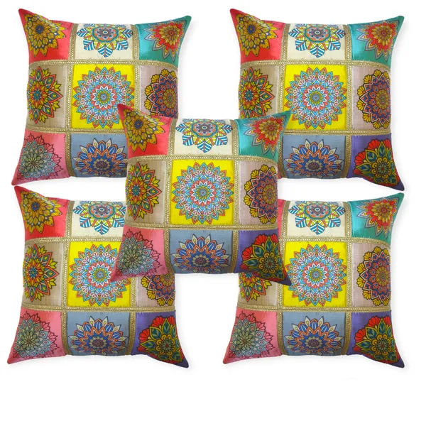 Set_Of_5_Multicolor_Polyester_Rangoli_Design_Cushion_Cover_[16x16_Inches]
