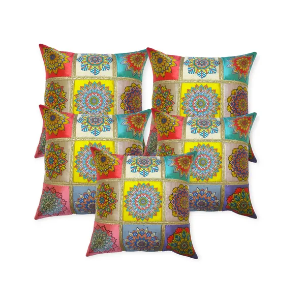 Set_Of_5_Multicolor_Polyester_Rangoli_Design_Cushion_Cover_[16x16_Inches]